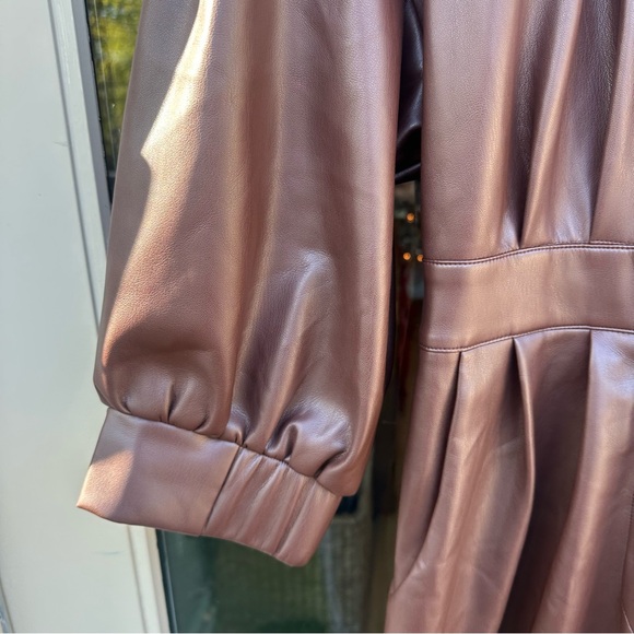 B. Freedom Brown Vegan Leather Sloan Jumpsuit, Women’s Size Medium, NWT - Picture 9 of 15